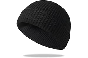 UNNESTAR Trawler Beanie Hat - Short Fisherman Beanies in Cold Weather Stretch Skull Cap Retro and Hip-hop Style