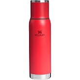 STANLEY Adventure To-Go Vacuum Bottle, 1.1 qt, Chili Red | Insulated Stainless Steel Thermos with Cup | Pour-Through Stopper | Keep Drinks Hot or Cold | Packable for Travel | BPA-Free