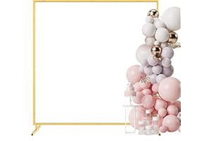 OGEMXU 6.6FT Backdrop Stand,Square Balloon Arch Stand,Wedding Arch Frame Ceremony Background Decor, Metal Photo Backdrop Stand for Party, Baby Shower, Garden Floral, Bridal,Decoration, Gold