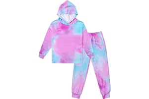 Jxstar Girls Clothes Set Tie Dye Hoodie Pullover Tracksuit Sweatsuits Outfits Sweatpants