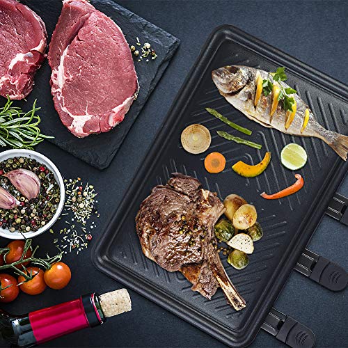 Raclette 8 Personen - Antihaft-Beschichtung Raclette Grill Elektrisch mit 8 Mini Raclette Pfännchen 2 Holzspatel… – Bild 7