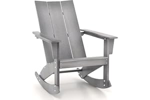 Giantex Outdoor Rocking Chairs for Porch - Waterproof HDPE Adirondack Rocker with Curved Back, Rounded Armrest, 330lbs Weight