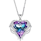 ROYAL DIAMOND'S Valentines Day Gifts for Girlfriend Heart Angel Wing Necklace for Women – Purple Crystal Pendant Jewelry Gift for Wife, Girlfriend, Mom – Valentine’s Day, Birthday, Anniversary Present