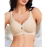 Vinfact Wireless Bras for Women No Underwire Scalloped Comfortable Push Up Supportive T-Shirt Bra Everyday Bra