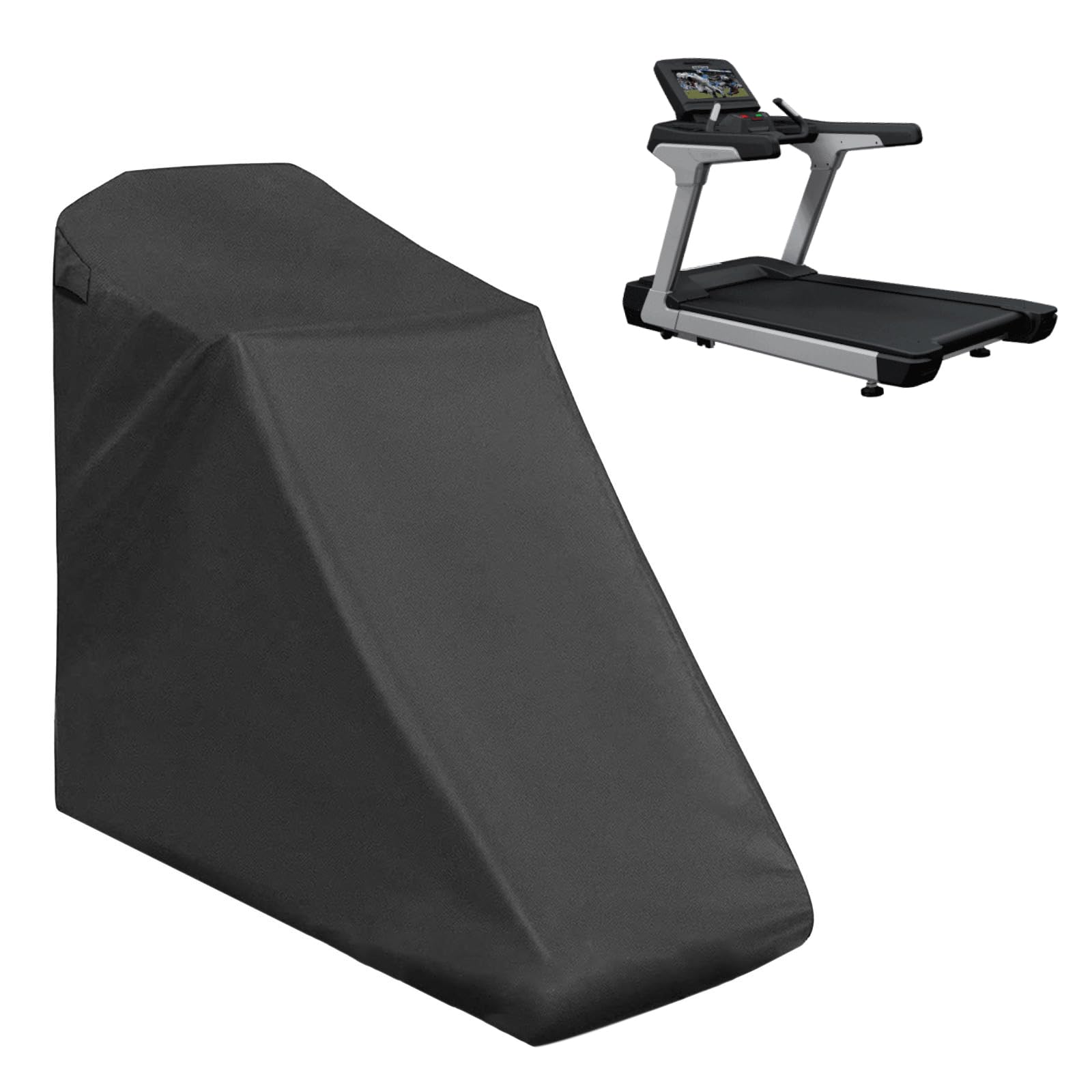 TOLIDA Black 210D Treadmill Cover - Dustproof Waterproof Running Machine Cover with Zipper and Drawstring, Fitness Equipment Protective Cover for Non-Folding, Jogging Machine and Exercise Bikes