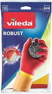 Vileda Robust Gummihandschuhe, Haushaltshandschuhe mit Dreifach-Schutz, Größe M, 1 Paar