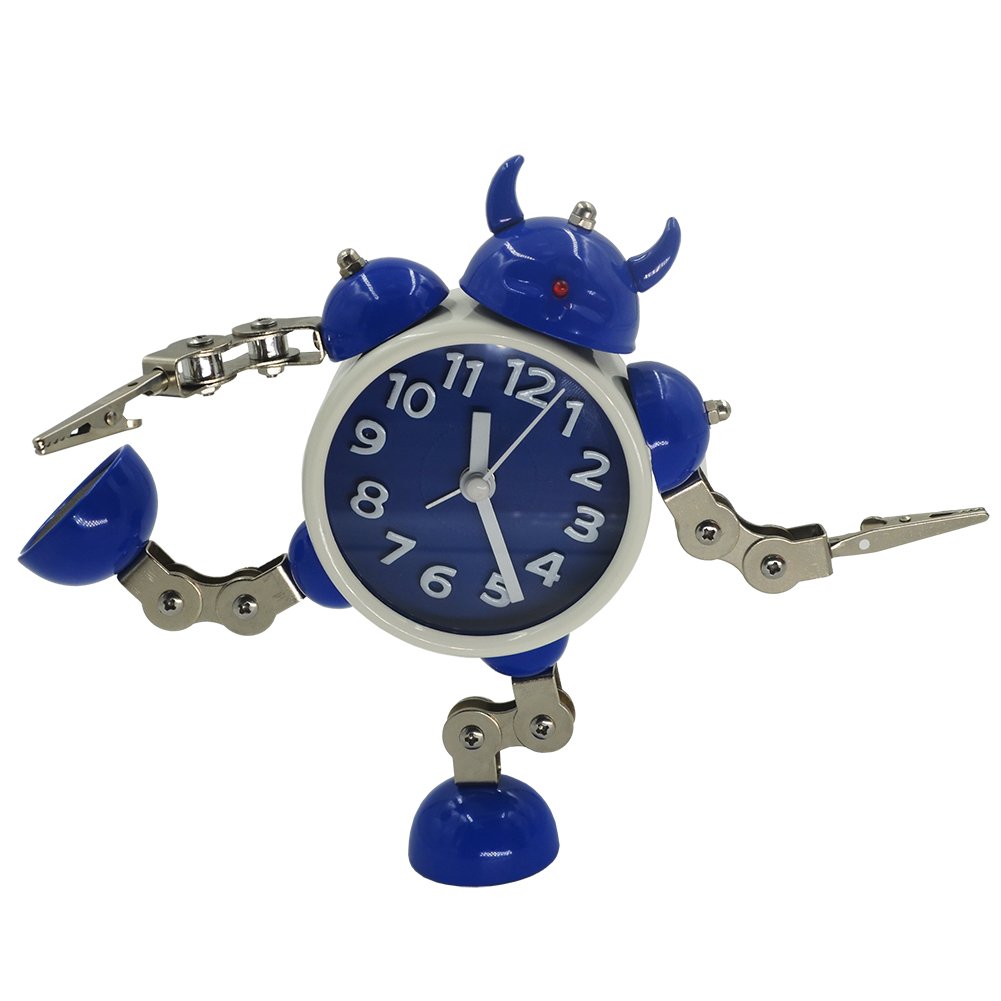 Gigibon Alarm Clock for Kids, Gift Ideas Robot Cute&Fun, Battery-operated,to Move/Twist Legs & Arms for Many Poses, Gift to Children (1, Blue-White)