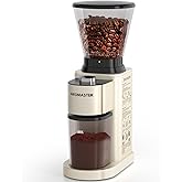 ​Aromaster Conical Burr Coffee Grinder,48 Settings, Anti-Static,Beige | Stainless Steel, 40S Adjustable Timer, Removable Burr, Brush for Easy Cleaning, for Espresso French Press Home Use, Quiet