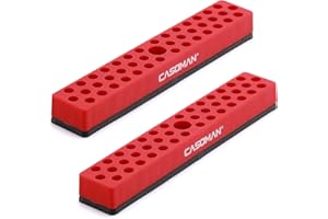 CASOMAN 2PCS 1/4" Hex Bit Organizer with Magnetic Base - Red, 86 Hole Bit Organizer with Strong Magnetic Base, Magnetic Bit O