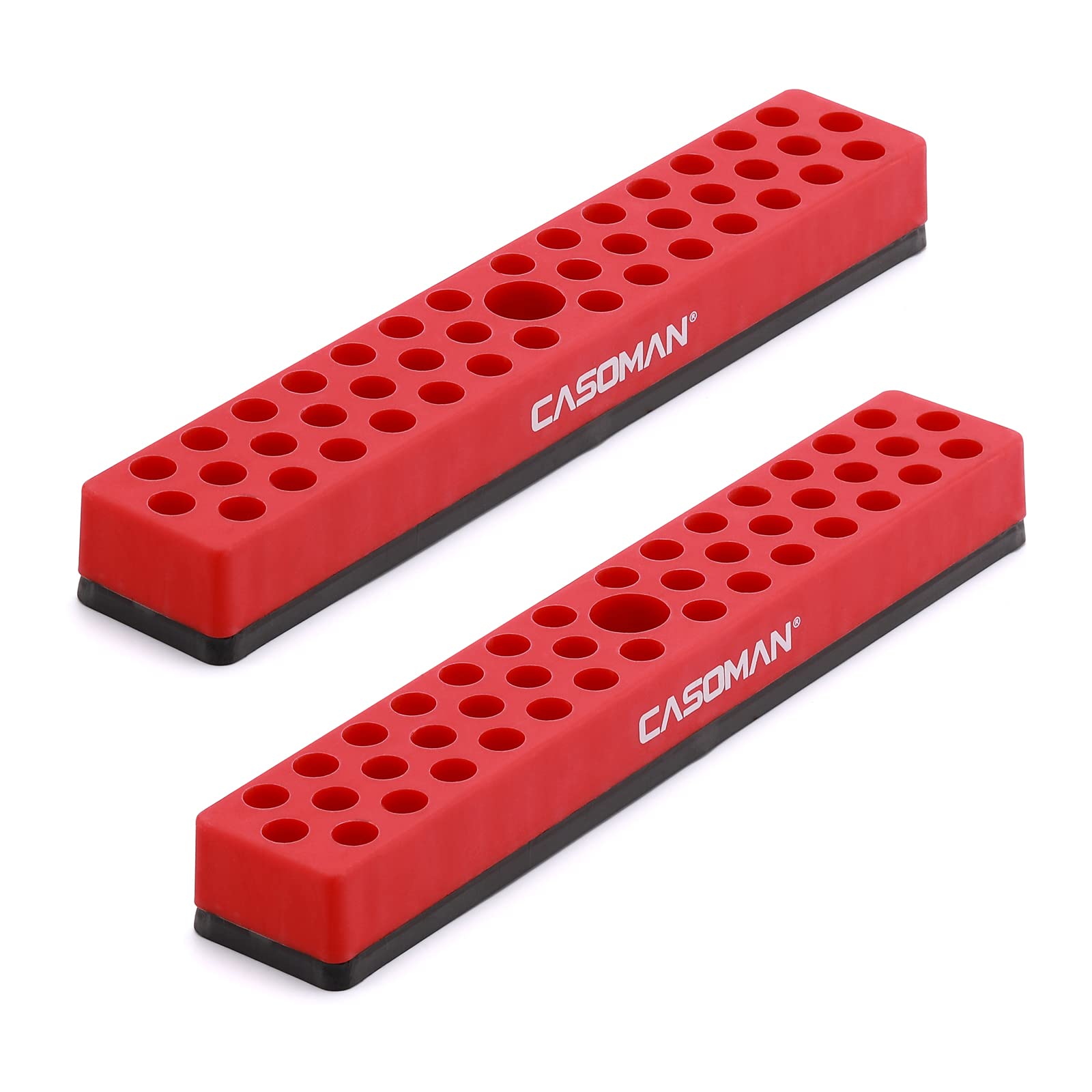 CASOMAN 2PCS 1/4" Hex Bit Organizer with Magnetic Base - Red, 86 Hole Bit Organizer with Strong Magnetic Base, Magnetic Bit Organizer for Your Specialty — image 1