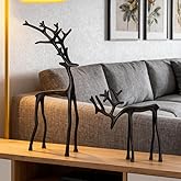 Set of 2 Black Metal Reindeer Statues, Reindeer Christmas Decor, Modern Metal Xmas Figurines, Elegant Indoor Holiday Decor, T