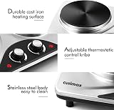 CUSIMAX Double Hot Plate 2500W Two Burner Portable Cooktop Stainless Steel view 2