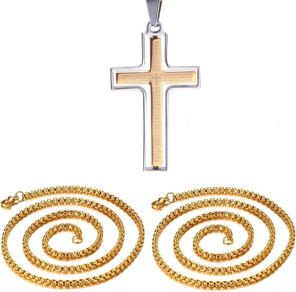 lylqmy Stainless Steel Bible Verse Cross Pendant Necklace for Men Women Christian gift