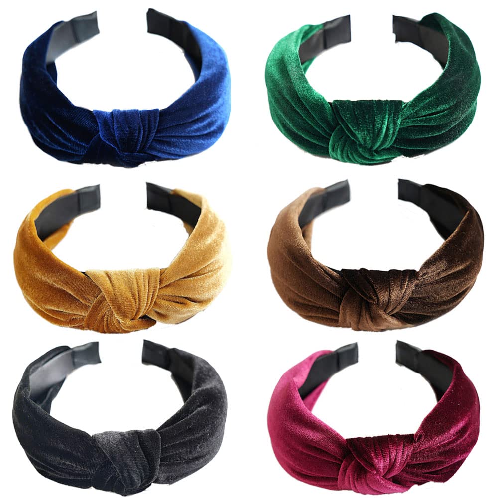 Women's Headbands Boho Hair Band Vintage Elastic Printed Head Wrap Stretchy Moisture Hairband Twisted Cute Hair Accessories (6Velevt) — image 1