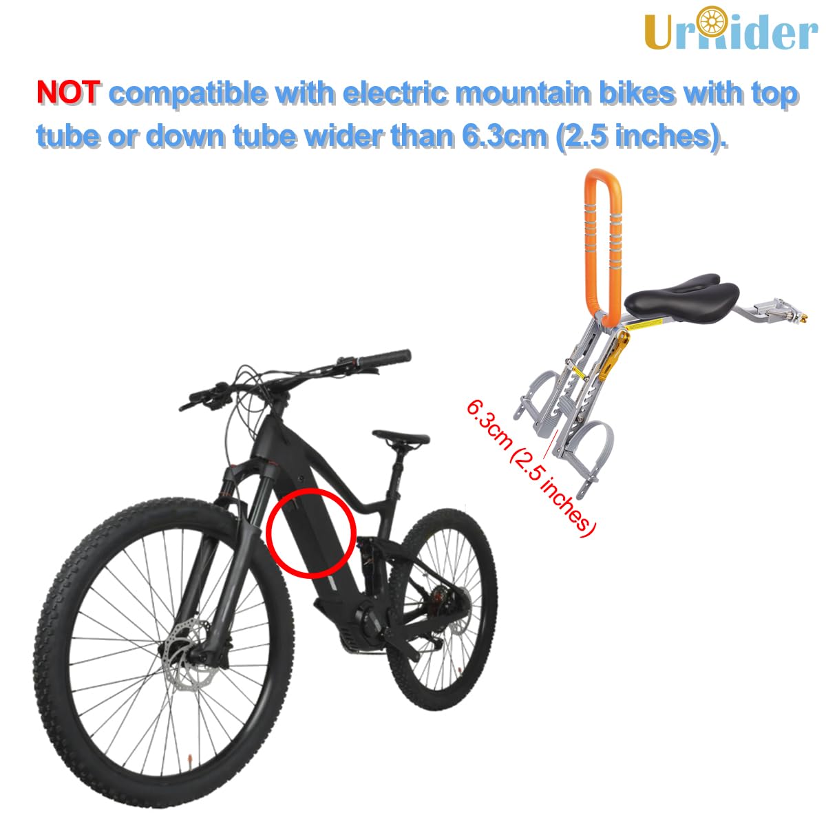 UrRider Child Bike Seat, Front Mount Kids Bike Seat,Fit Mountain Bikes, Cruiser Bikes, Folding Bikes, Ultra Light,Portable, Tool-Free, Quick-Release,Toddler Bike Seat for 2-6 Years(up to 60lbs)