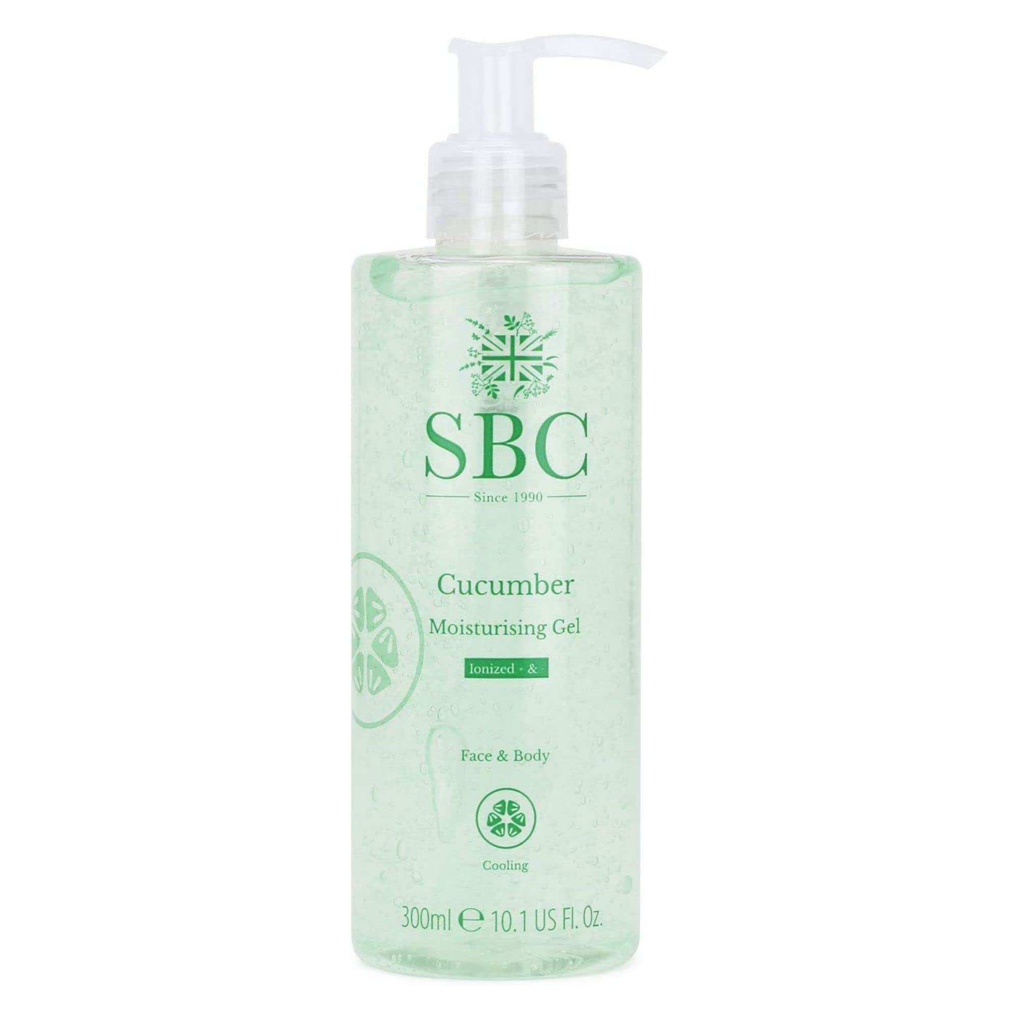 SBC Skincare Cucumber Moisturising Gel - 300ml | Lightweight Face And Body Moisturiser | Cooling, Water-Based Moisturiser For Oily Skin | Vegan Friendly