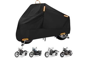 STRTCHRG Motorcycle Cover All Season,Universal Weather Quality Waterproof Sun Outdoor Protection Scooter Shelter Tear Proof Night Reflective & Lock-Holes Storage Bag Fits up to 86.5" Motorcycles Vehicle