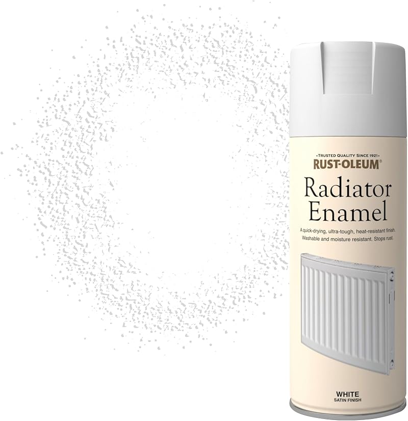 Rust-Oleum 400ml Radiator Enamel Spray Paint Aerosol Satin White Heat Resistant