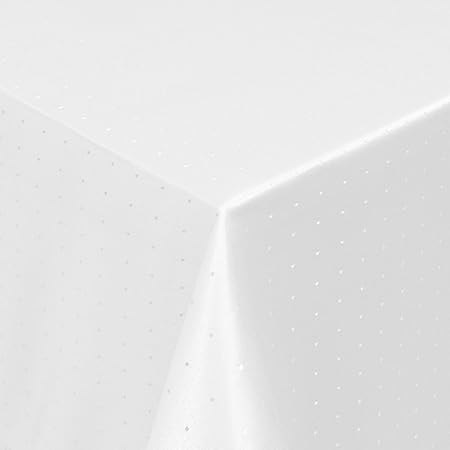 Tischdecke nach Maß Maßgeschneidert Sondergröße Sonderanfertigung Übergröße|Punkte Dots Design in Weiß | Eckig | 140x320 cm (