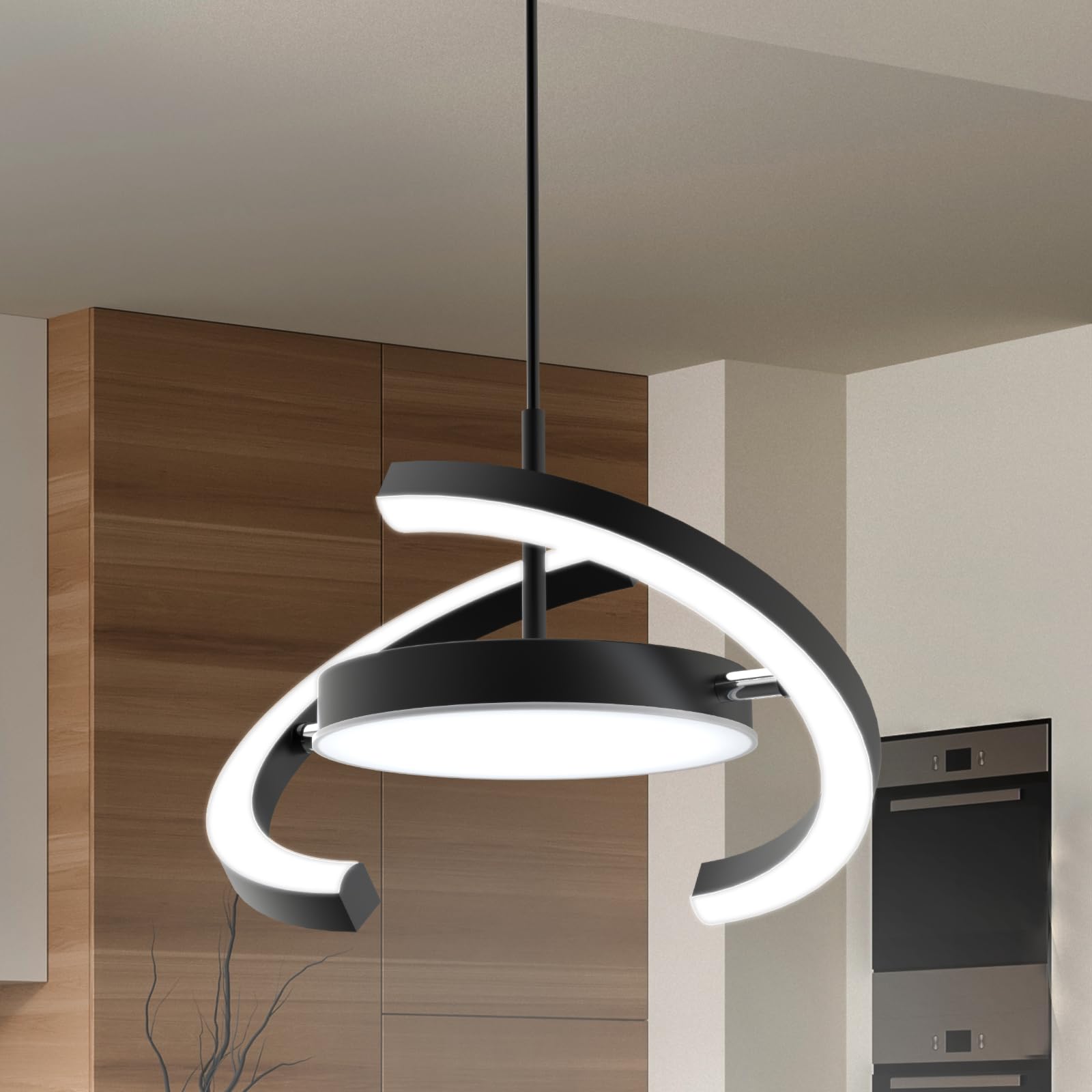 Photo 1 of FIMEI LED Saturn Pendant Lights, 3000-6000K Dimmable Adjustable Hanging Chandelier Saturn Ring Design for Dining Room Kitchen Island Entryway Bedroom Foyer Black