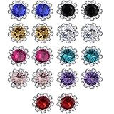 IBLUE 9 Pairs Stainless Steel Flower Clear Cubic Zirconia Stud Earring Set