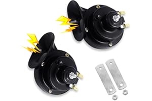 Fogfar 2 PCS Car Snail Horn, Waterproof Shockproof Ultra-loud Tweeter, Honk Double-tone Modified Horn, Universal Air Horn Replacement Kit for Most Car Motorcycles (Black)