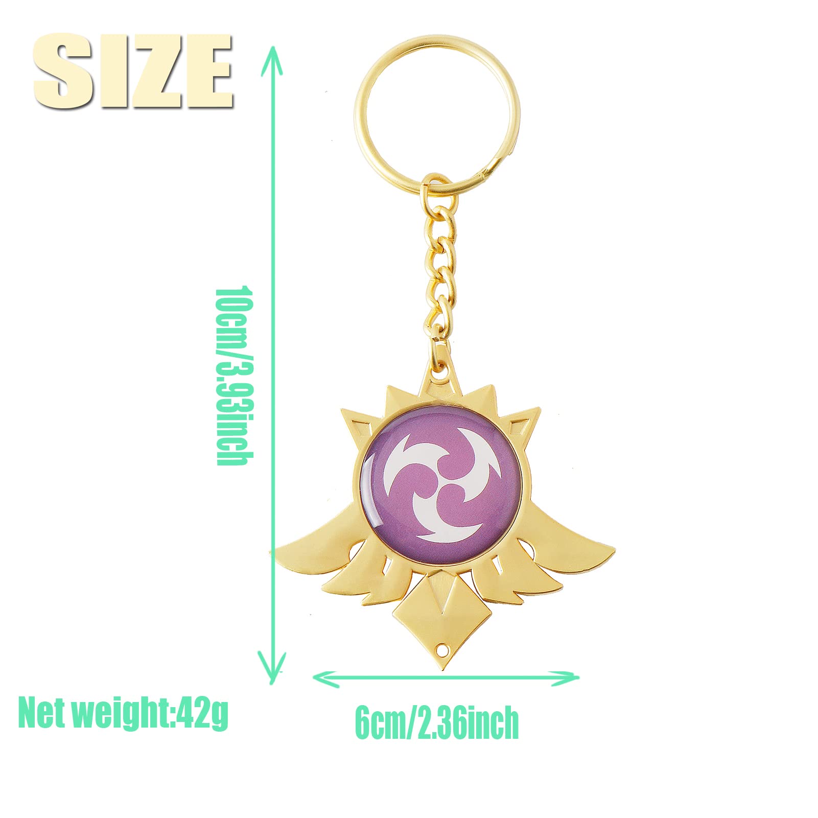 Genshin Impact Liyue Vision Metal Keychain – Electro, Anemo, Geo Characters – Official Game Gift