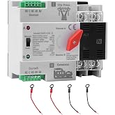 100Amp 110V Automatic/Manual Transfer Switch, Mini ATS 2Pole W2R Solar Auto Dual Power Changeover Switch for Home, Din Rail Mounted 50/60Hz CE Certified for Rv, Lv, Cn Public/Backup Power