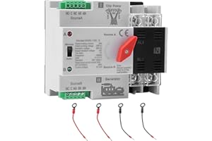 SEZBAIFLES 100Amp 110V Automatic/Manual Transfer Switch, Mini ATS 2Pole W2R Solar Auto Dual Power Changeover Switch for Home Generator, Din Rail Mounted 50/60Hz CE Certified for Rv, Lv, Cn Public/Backup Power