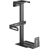 Mount-It! Under Desk PC Mount and Wall Mount, Adjustable CPU Holder with 360&deg; Swivel, Fits Computer Towers 6.1&ndash;9.3" Wide, 8.2&ndash;10.1" Deep, Heavy Duty Steel 44 lbs Capacity, Anti-Scratch Pads