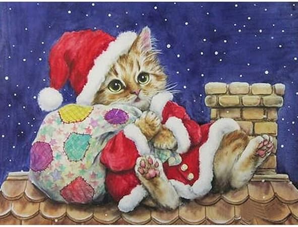 Hdwallart Diamant Broderie Animaux Fete Bricolage Diamant Peinture Noel Plein Carre Perceuse Dessin Anime Chat Image De Strass 15xcm Amazon Fr Cuisine Maison