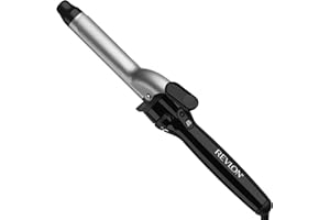 Revlon RV051F Curling Iron, 1Inch Ceramic Barrel, Multiple Heat Settings, 400°F High Heat, Medium Curls, Auto Shut-Off, Silve