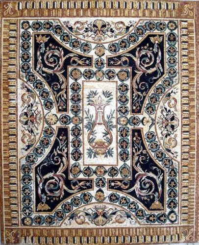 60x110" Marble Mosaic Stone Floor Inlay Rug