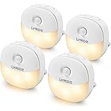 LYRIDZ Lot de 4 veilleuses à LED blanc chaud avec détecteur de mouvement du crépuscule à l'aube pour chambre à coucher, salle