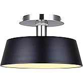 Canarm Jessa 13-Inch LED Flush Mount Ceiling Light, Brushed Nickel and Matte Black Finish, Integrated Dimmable LED, Modern Li
