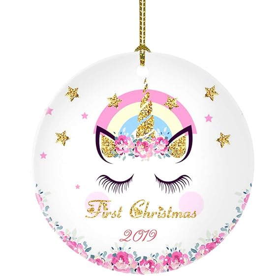 baby's first christmas unicorn ornament