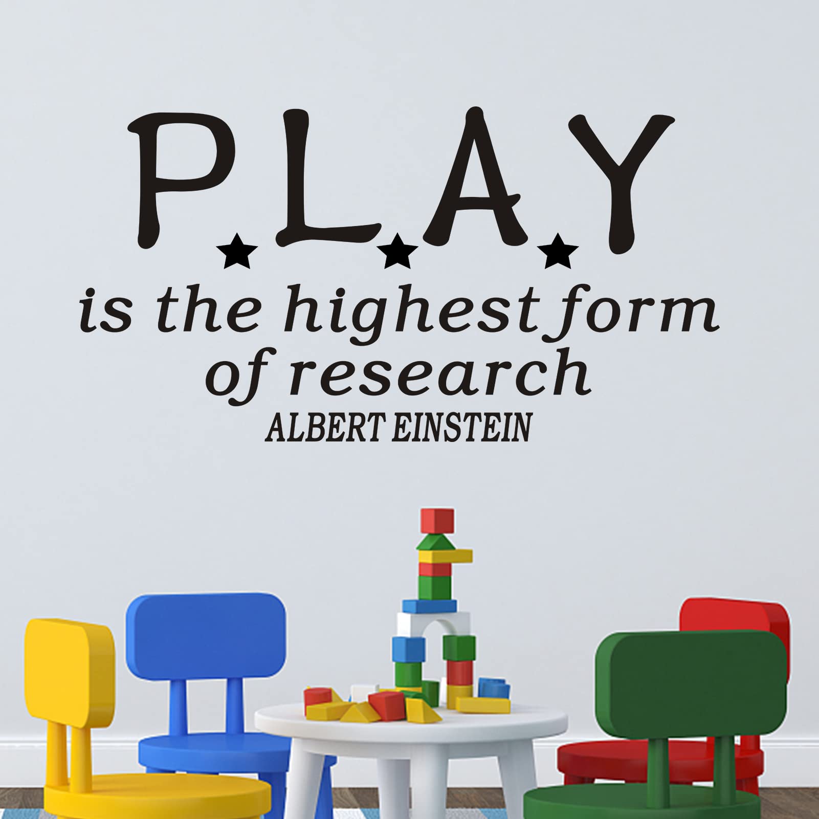 Wall Stickers, Wall Stickers for Bedrooms for Boys, (Easy to Install), for Playroom Nursery, Teens Kids Girls Baby Quotes Home Vinyl Art Family Decor Word, Play is The Highest Form of Research 21"X11"
