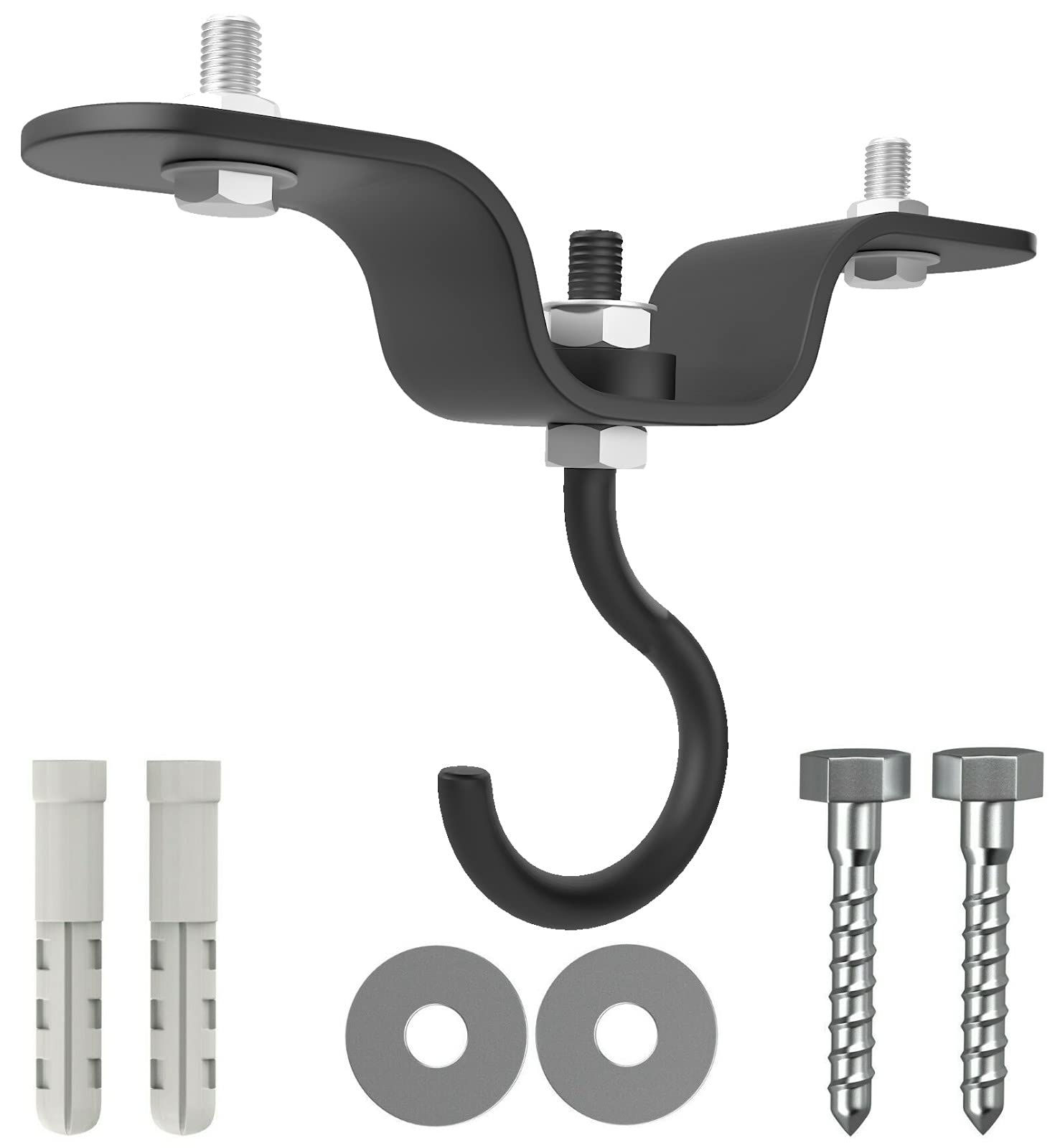 PUNCH BAG CEILING HOOK by Athletics Gear | 18-guage Heavy Duty Bracket with D-Shackle Swivel & Fixings (5.5" Ceiling Hook)