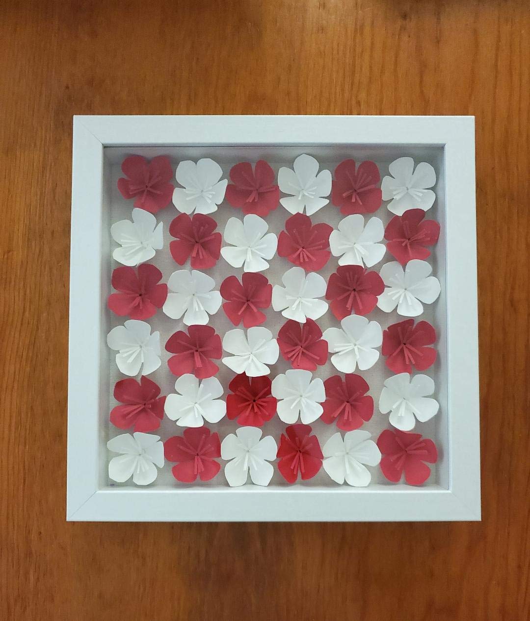 Amazon Com Apple Blossoms Paper Flower Shadow Box Candy Cane Blossoms Collage Shadowbox Flowers 9 X 9 Unique Gift Handmade