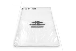 Becko US Self Seal Clear Flat Poly Bags with Suffocation Warning for Storing Clothing/Towel/Blanket/Doll (18”x24”) - 100pcs