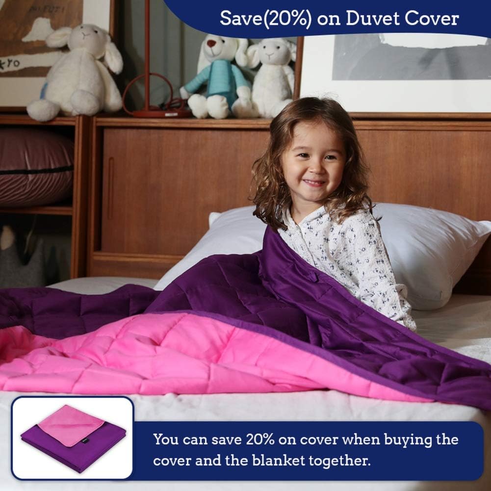 ZonLi Small Weighted Blanket 5 lbs(36''x48'', Pink/Purple), Cooling Weighted Blanket for Kids, 100% Cotton Material with Glass Beads: Home & Kitchen