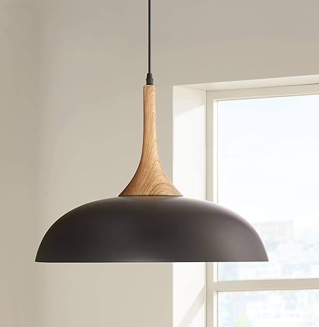 Felton Black Aluminum Pendant Light 17 3 4 Wide Modern Wood