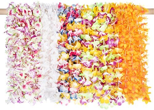 Jumbo Size Bag of Premium Hawaiian Leis ~ (55 ct) ~ 36 To 40 Inch Size ~ For Luau Party Decorations Supplies And Favors ~ Funky Jesters