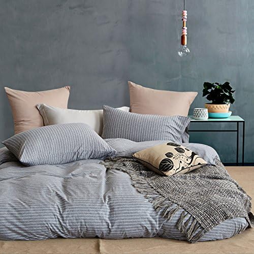 Svetanya - Simple Stripes Pattern - Duvet Cover Bedding Sets (Duvet Cover+ Bedsheet+ Pillowcases) - 600TC Knitting Cotton Fabric King Size
