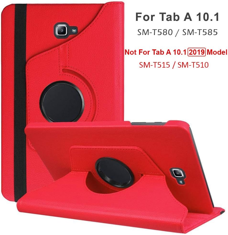 Blackpoll 360 Degree Rotating Leather Case Cover Stand for Samsung Galaxy Tab A 10.1 inch SM-T580 / SM-T585 (Red)