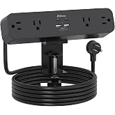 Mifaso Desk Clamp Power Strip 10FT, 40W USB C Fast Charging Station, Black | 4 AC Outlets &amp; 4 USB Ports, 1080J Surge Protector, Desk Organizer Home Office &amp; Gaming Accessories, Fits up to 1.96" Tabletop