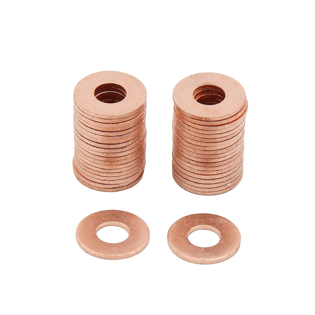 X AUTOHAUX 40pcs 6mm Inner Dia Copper Washers Flat Sealing Gaskets Ring for Car โ image 1