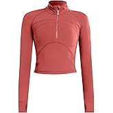 Women's Cropped Workout Jacket 1/2 Zip Pullover Running Athletic Outwear Slim Fit Long Sleeve Yoga Top