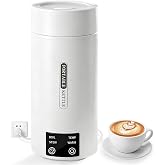 800ml Travel Kettle, 9 Temperature Control Portable Electric Kettle, White | 304 Stainless Steel, 500W(120V) Rapid Boil, Auto Shut-Off &amp; 12H Keep Warm at 113&deg;F, Water Boiler for Hot Water/Tea/Coffee