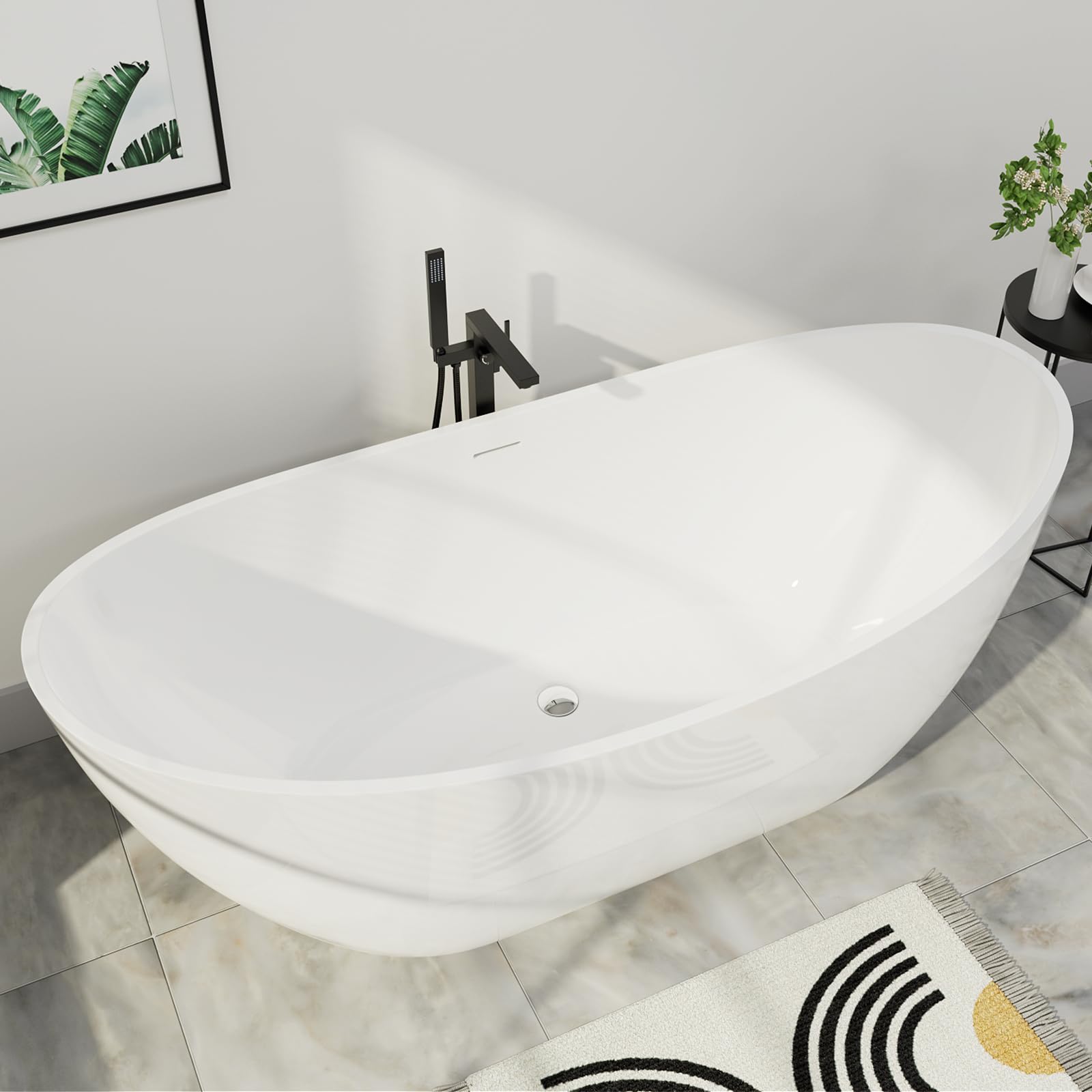 Photo 1 of *see notes*
Mokleba 67"  Acrylic Freestanding Bathtub, Double Ended Shape Soaking Tub with Toe-tap Chrome Drain, cUPC Certified, Grey